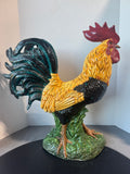 2FT Blue Sky XL Majolica Ceramic Rooster