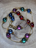 Gold Tone Necklace with Multi-Color Beads