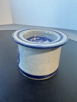 Blue & Gray Signed Pottery Butter Keeper & Warmer