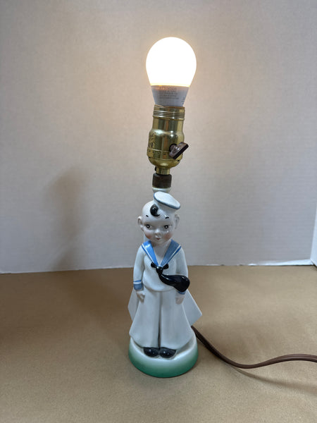 Porcelain Sailor Boy Lamp — Made In Germany — WORKS