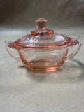 Anchor Hocking Princess Pink Depression Glass Creamer & Sugar With Lid