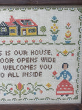 Vintage Cross Stitch with Welcome Message