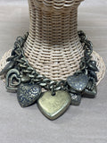 Aged Brass Tone Puffy Heart Love Choker