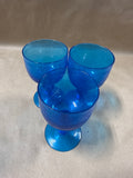 Set Of 3 Blue Hoffman House Goblets