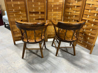Pair of Wooden Arm Chairs with Chair Cushions