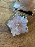 Unmarked Pink Mother of Pearl Sterling Silver Floral Slide Pendant