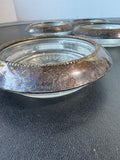 4-Piece Frank M. Whiting Pressed Glass & Sterling Silver Coasters