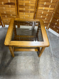 Oak Tone and Glass End Table