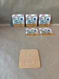 Stoneware Crock Style Cork Back Coasters - Set Of 6 - (E)