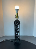 Heavyweight Black Metal Scroll Tower Table Lamp (WORKS)