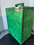 Green Sponge Painted Heavyweight Wooden Lidded Storage Bin or Trash Can with Barn & Cow Accents