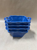 Blue Square Condiment Dishes With Handles - Set Of 4