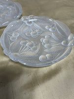 Heavy Frosted Glass Cherry Cluster Plates, 3 Pieces