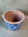 Blue Painted Terra Cotta Planter