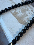 Black & Gold Tone Beaded Vintage Necklace with Boomerang Pendant