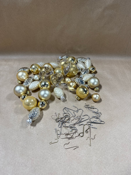 Lot Of Gold Ornaments With Hooks — 35 Ornaments