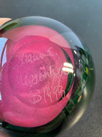Shawn Messenger Signed Pink Floral  Art Glass Perfume Bottle