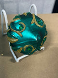 Teal/Gold Glass Ornament, 4" diameter