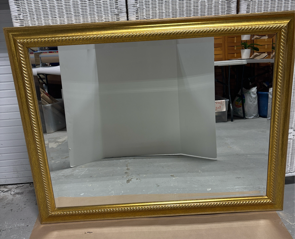 Gold (Plastic) Framed Beveled Mirror with Black Crackle