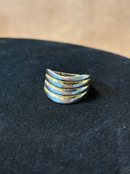 Sterling & Gold Tone Ring - SIZE 6.5