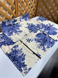 Set of 4 Cream/Blue Floral Placemats