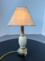 Small Heavyweight Resin Accent Lamp with Faux Leather Shade (WORKS)