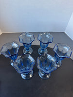 6-Piece Anchor Hocking Periwinkle Blue Tulip Pedestal Parfait Glasses