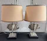 Pair of Silver Resin Clam Shell Table Lamps (WORKS)