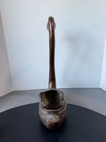 Bronze Tone Brass Large Vintage Swan Planter
