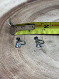 Sterling/Faux Diamond Screw-On Earrings