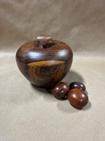 Wooden Apple Trinket Dish With 3 Wooden Eggs