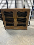 Vintage Wooden Cabinet with Double Doors with Diamond Pattern Wire Mesh Design
