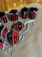 Christmas Ornament Lot, Black and Red Tones