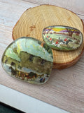 Pair of Scenery Hand Made Transfer Art Brooches