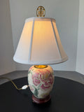 Asian Inspired Pink Peony Ceramic Accent Lamp (WORKS)