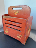 Painted Wooden Divided Magazine Rack with Western Motif