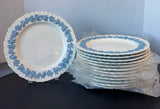(F) 13-Piece Wedgwood Lavender on Cream Shell Edge Dinner Plates
