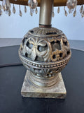 Ornate Resin Accent Lamp with Bead Fringed Shade (WORKS)