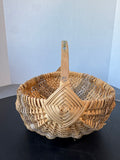 Natural Buttocks Basket with Hand Painted Floral Handle