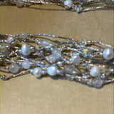 Beads on Strands of Silver Yarn; Necklace & Bracelet Set