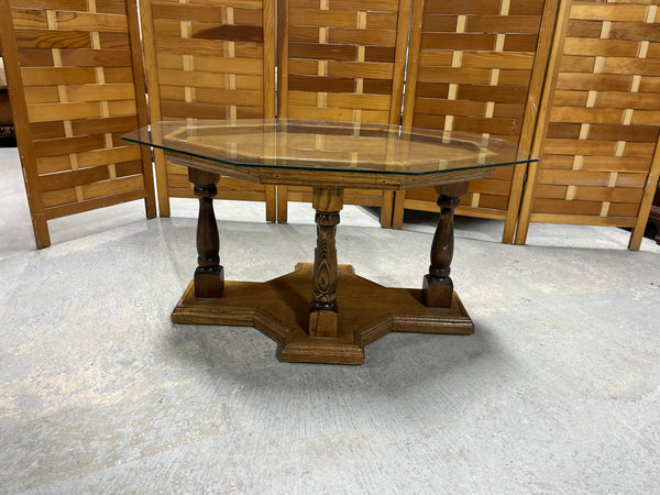 Octagonal Glass Top Coffee Table