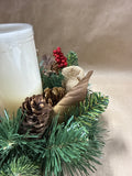 Christmas Wreath With Battery Operated Candle Centerpiece WORKS