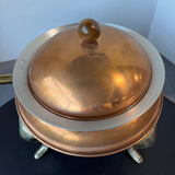 Copper & Brass Vintage Chafing Dish with Wooden Accents