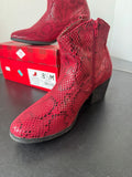 True Craft Faux Red Snakeskin Ankle Boots WOMEN’S SIZE 8.5