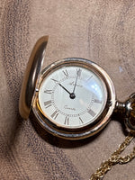 Quartz Pocket Watch on 14K Gold Gilled Chain