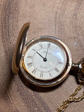 Quartz Pocket Watch on 14K Gold Gilled Chain