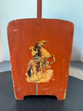 Painted Wooden Divided Magazine Rack with Western Motif