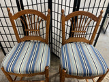 Pair of  26" Bar Stools with Blue Stripe Seat Cushions