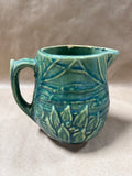 (F) Green McCoy Lotus Flower Pottery Pitcher