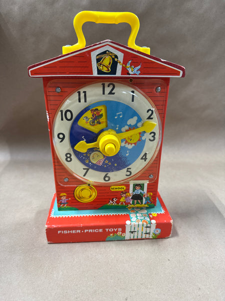 Vintage Fisher-Price Teaching Clock Wind Up Music Box 1962-1968 // READ DESCRIPTION \\